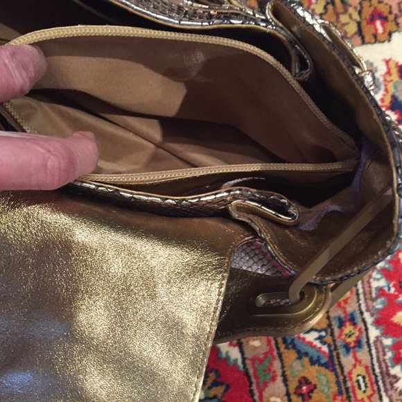 Jimmy Choo Tulita Gold Python Handbag - Picture 3 of 6